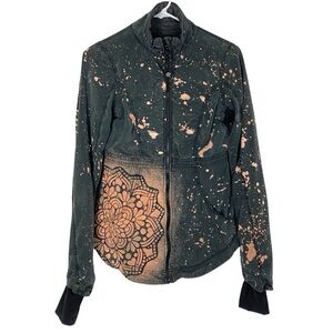 Lululemon Reversible Jacket Womens Size 4 Small Gray Upcycled Floral Mandala